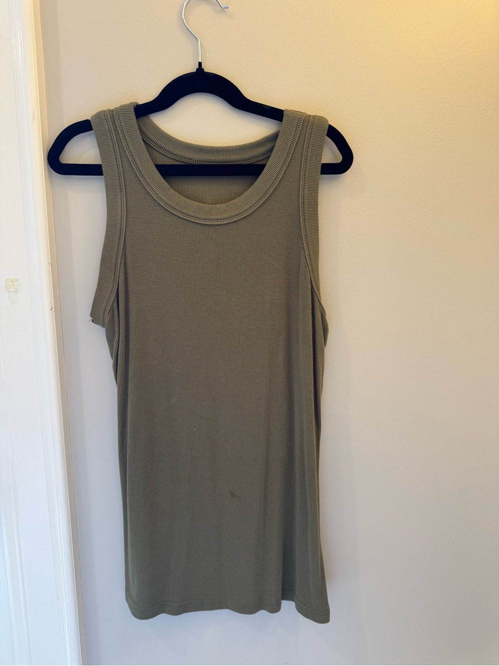 Women’s Olive Tank Top - Sleeveless Ribbed Knit